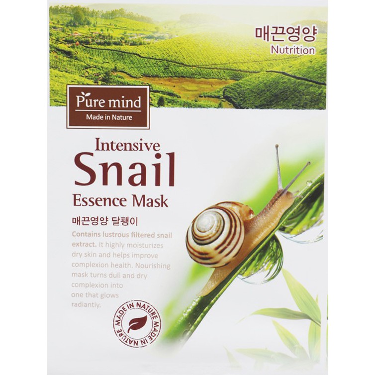 Combo 10 miếng Mặt Nạ Ốc Sên Pure Mind Intensive Snail Essence Mask (tặng 1 miếng mặt nạ cùng loại)