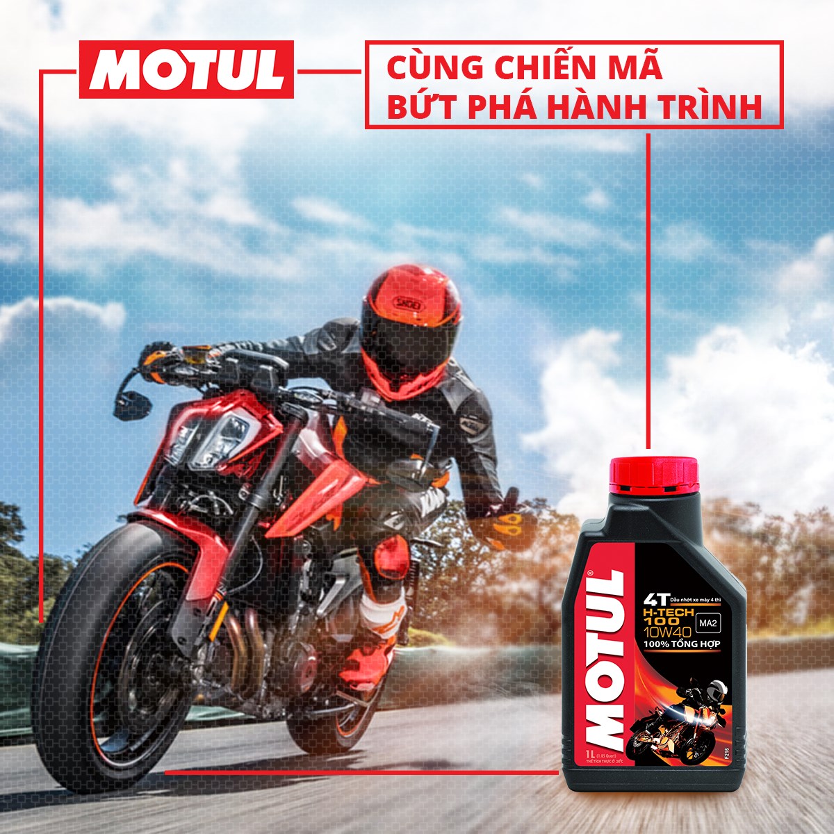 Dầu nhớt xe máy MOTUL H-TECH 100 4T 10W40 1L