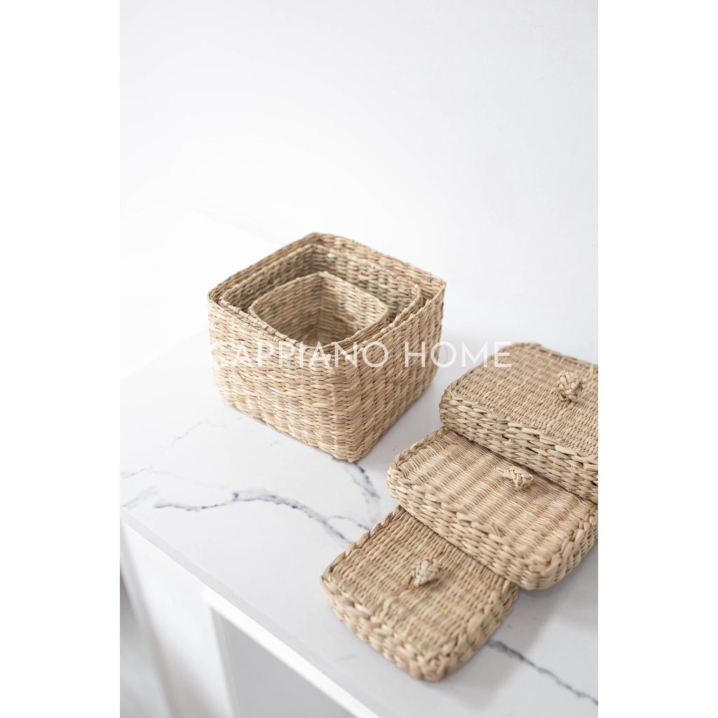 Bộ ba âu vuông, bộ giỏ vuông đựng phụ kiện, bộ giỏ đựng đồ tiện lợi | Cappiano Home