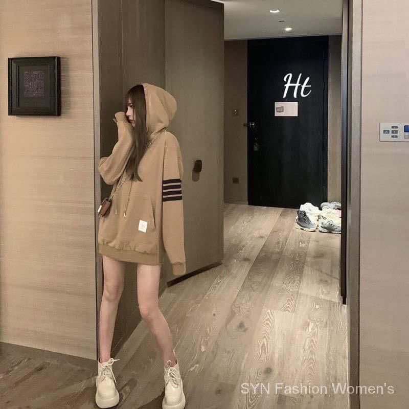 Áo hoodie Nâu 4 sọc tay mác túi H2A