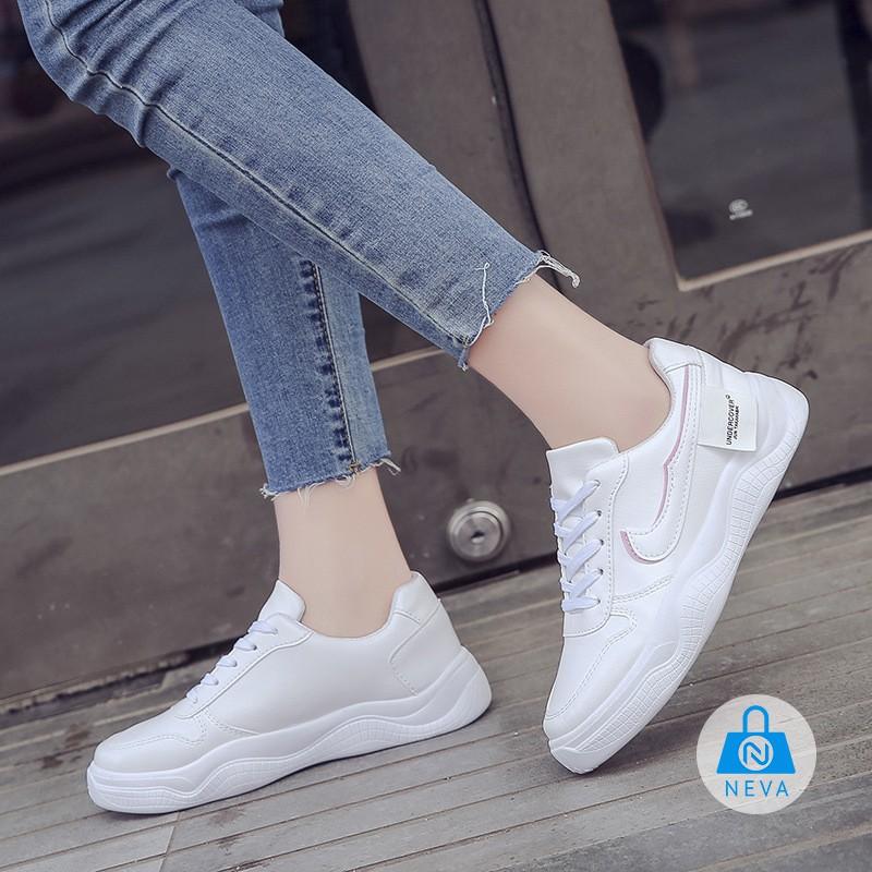 (HÀNG MỚI) Giày Sneaker Nữ Màu Trắng Viền Đen Giá Tốt NEVA2541