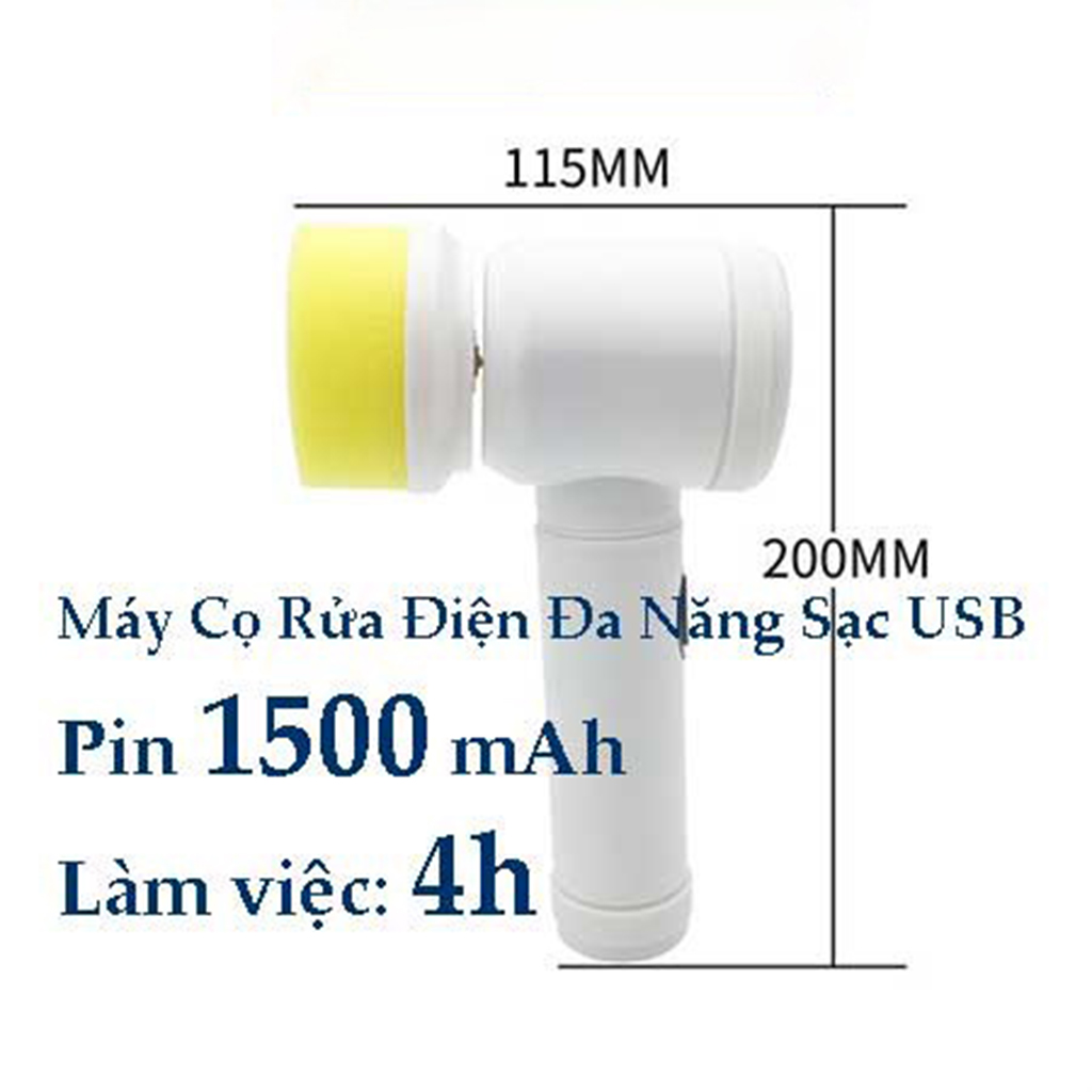 Máy cọ rửa cầm tay đa năng sạc USB, bàn chải vệ sinh nhà bếp, bồn rửa mặt, đánh bóng giày với 3 đầu thay thế tiện lợi