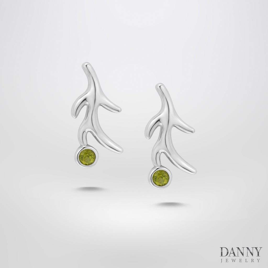 Bông Tai Nữ Danny Jewelry Bạc 925 Biểu Tượng Sừng Hươu Đính Đá Peridot BT0034