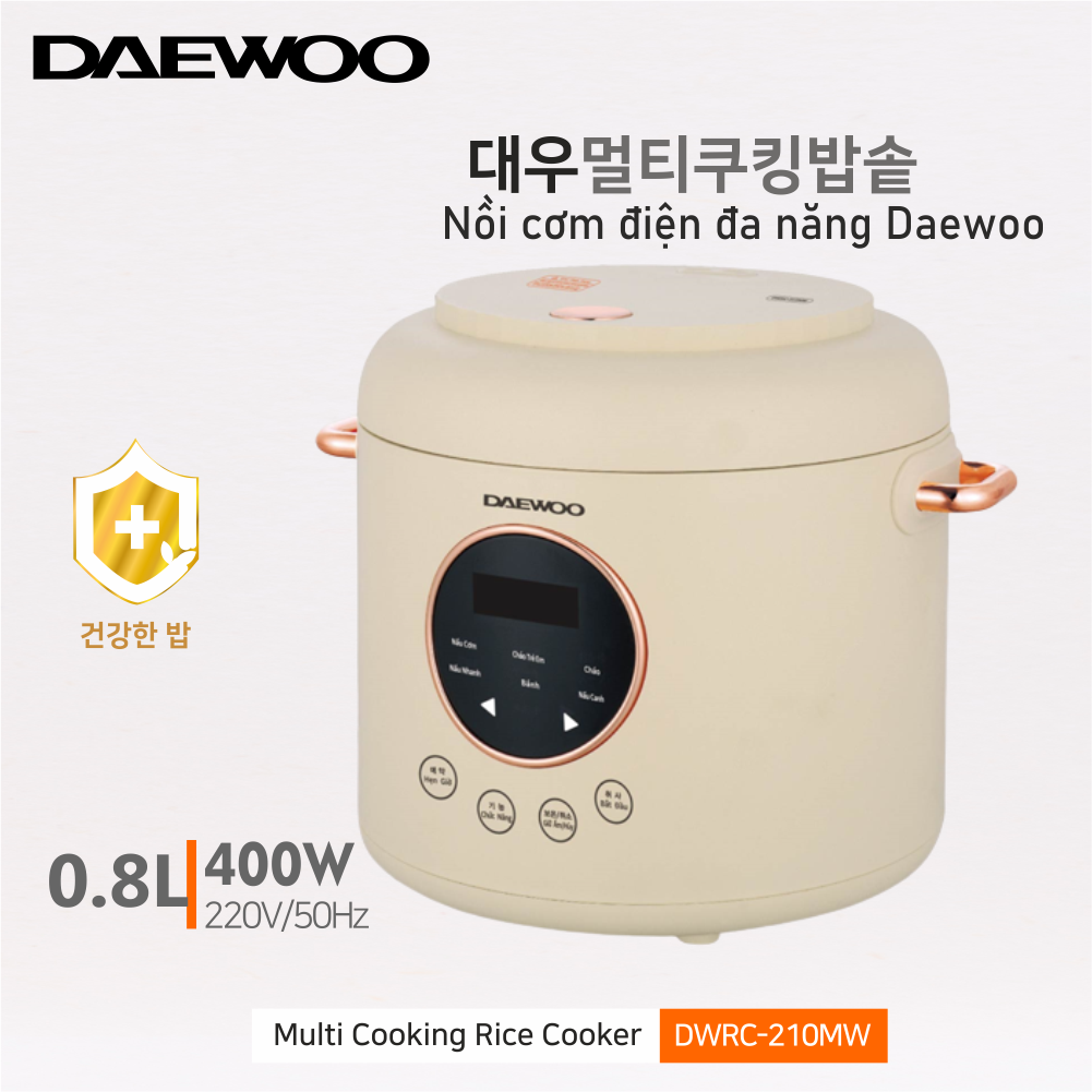 Nồi cơm điện đa chức năng Daewoo DWRC-210MW 1 Lít lòng nồi phủ Ceramic - Hàng chính hãng