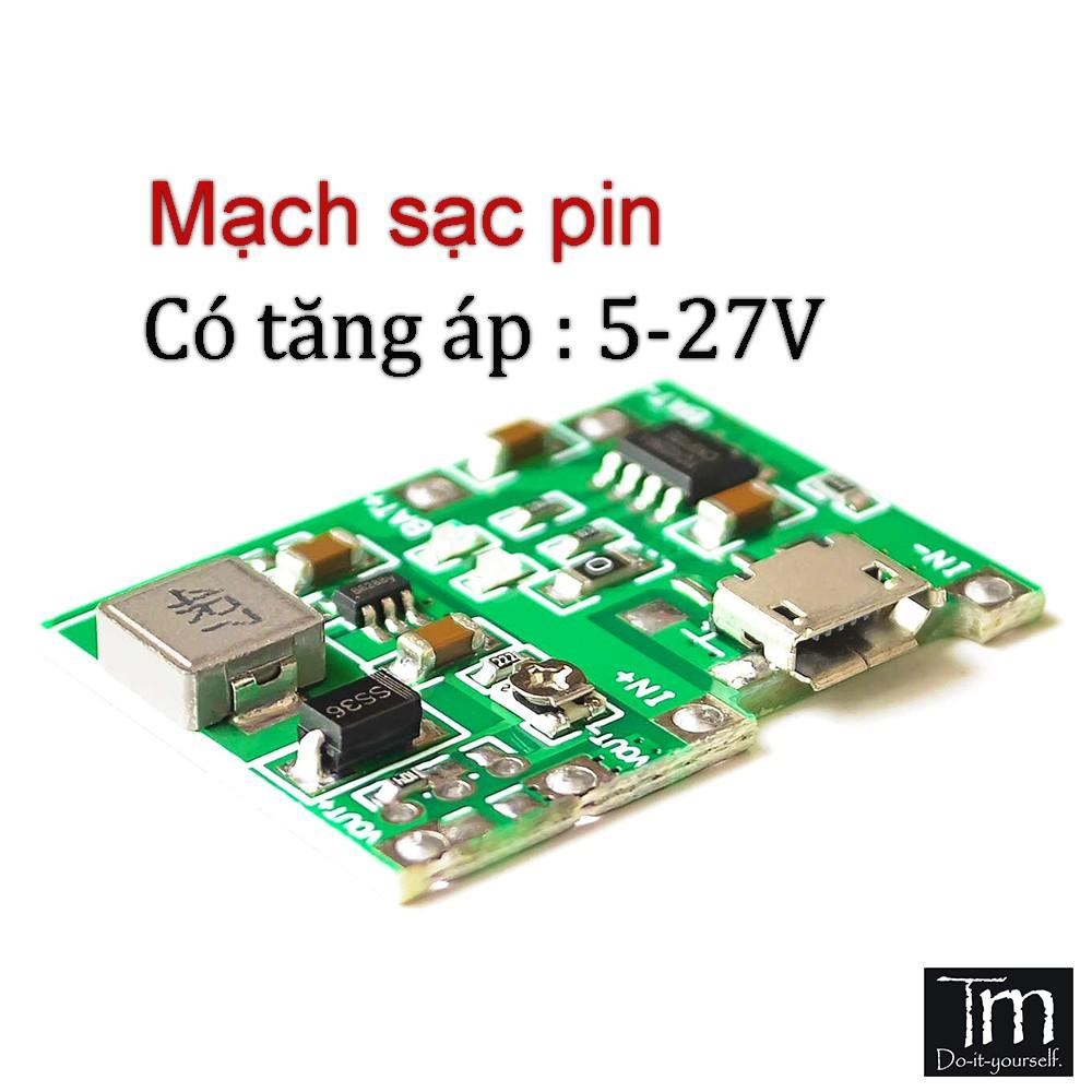 Mạch Sạc Pin 18650 Tích Hợp Tăng Áp 4.3-27VDC