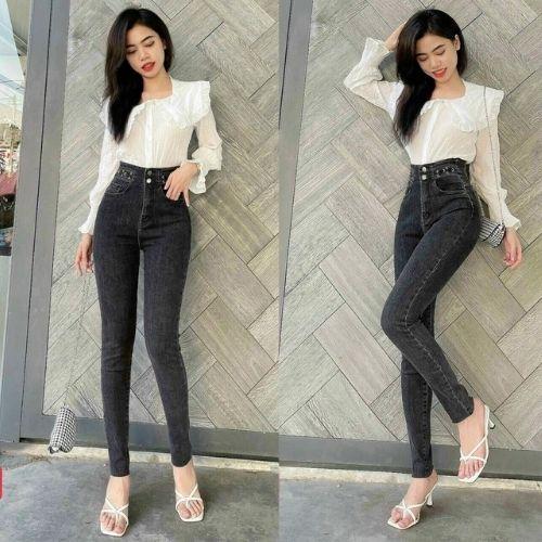 Quần jean nữ chất co giãn, quần bò nữ cạp cao nhiều mẫu tina ms512