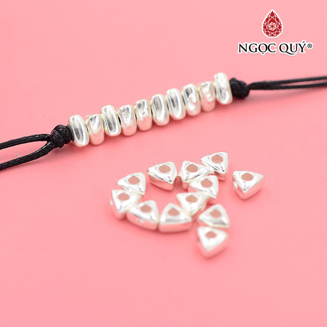 Charm bạc xỏ ngang tam giác - Ngọc Quý Gemstones