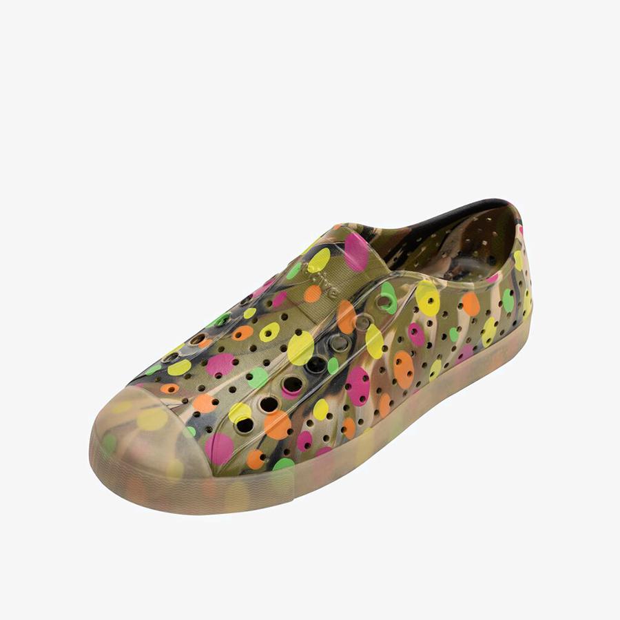 Giày Lười Unisex NATIVE Jefferson Print - ROOKIE GREEN MARBLE/ TRANSLUCENT/ MULTI POLKA DOTS - 34.5