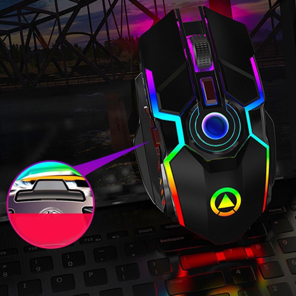 A5 Wireless Gaming Mouse, RGB Mouse Gaming Ergonomic Backlit 7 Black