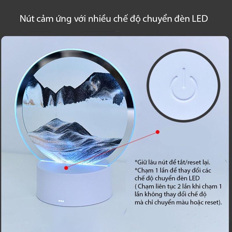 Tranh Cát Chảy 3D - Tròn đèn LED, tranh thủy tinh nghệ thuật trang trí để bàn, quà tặng decor