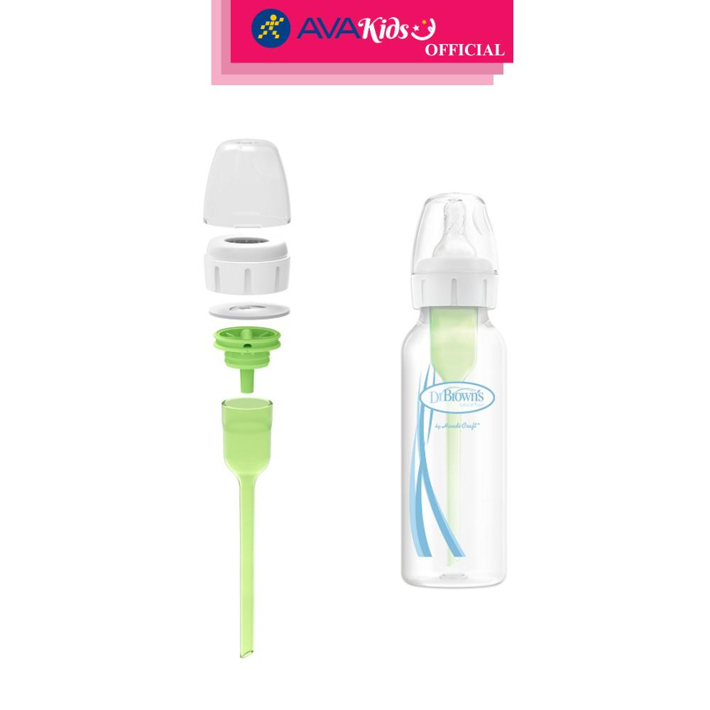 Bình sữa nhựa PP Dr.Brown's cổ hẹp 250 ml (mọi độ tuổi) - Giao bao bì ngẫu nhiên - Hàng Chính Hãng