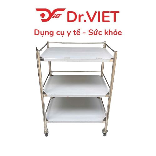 Xe đẩy Inox Drviet - 40x60 - 3 tầng - Không hộc