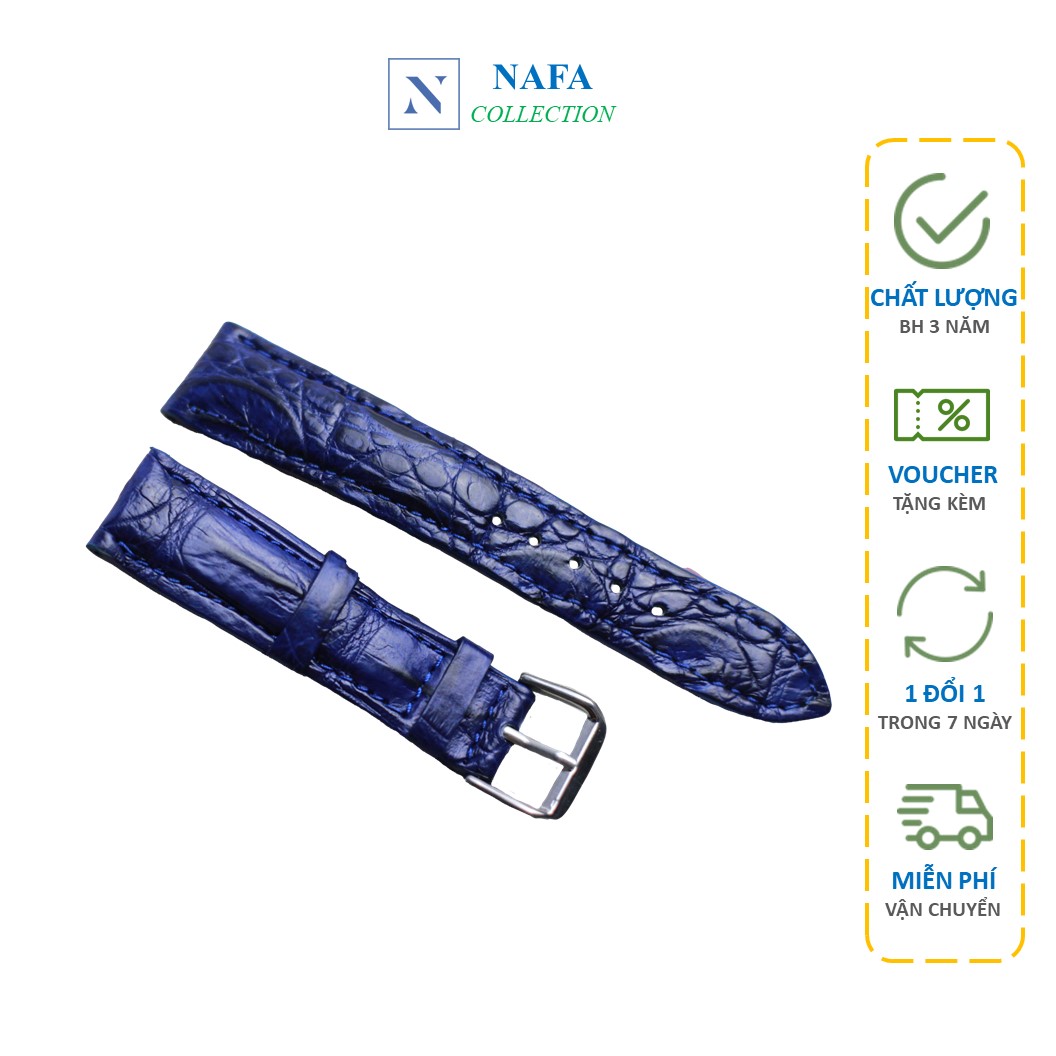 [Da thật] Dây đồng hồ da cá sấu thời trang cao cấp NAFA AL101 - BH 3 năm, tặng kèm hộp đựng sang trọng