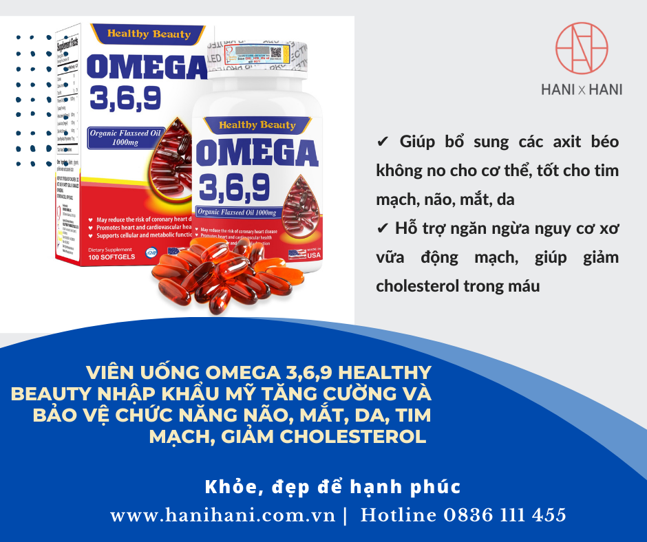 [CHÍNH HÃNG] Viên uống Omega 3,6,9 Healthy Beauty nhập khẩu Mỹ tăng cường và bảo vệ chức năng não, mắt, da, tim mạch, giảm cholesterol hộp 100 viên và hộp 200 viên