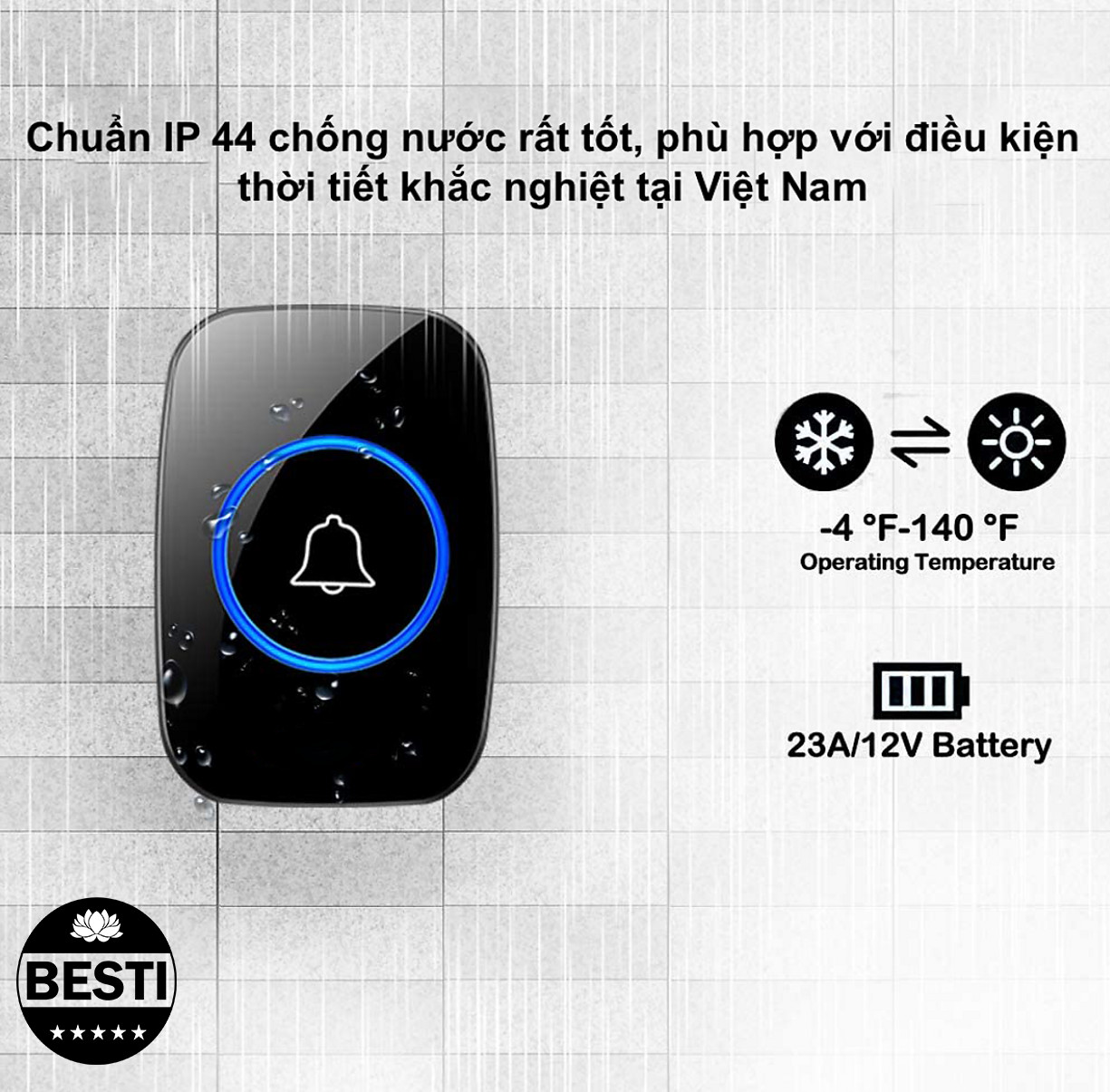 Chuông Cửa Không Dây Thông Minh Besti , Chống Nước Khoảng Cách Sử Dụng Trong 300M - Hàng Chính Hãng