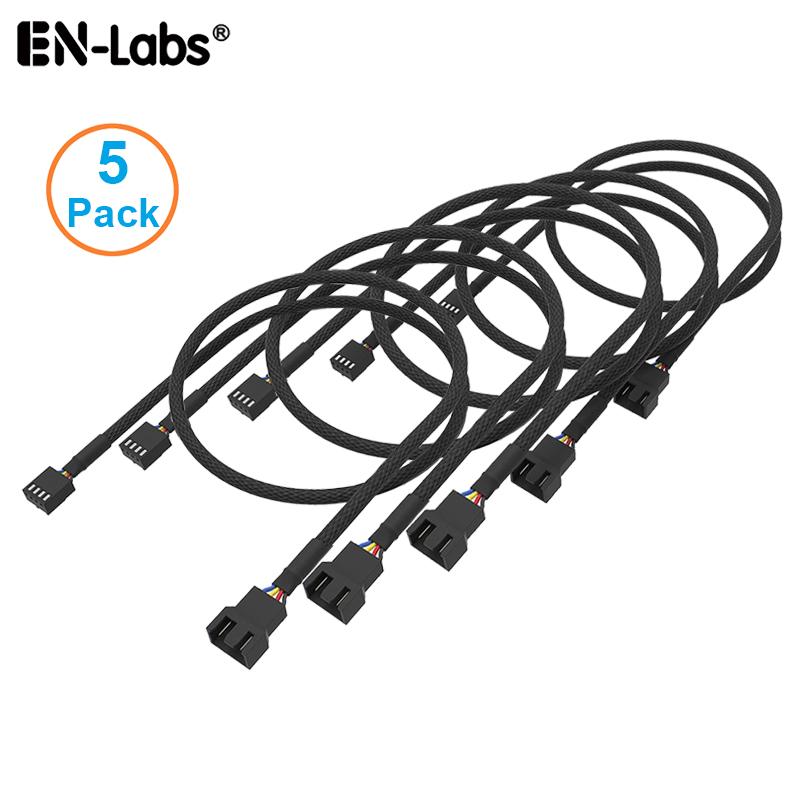 5 Gói 4 PWM PWM Fan Power Mở rộng cáp W/ Bện tay, CPU Cooler 4Pin Male to Nữ Dây bộ điều hợp cho 4 pin 3 pin