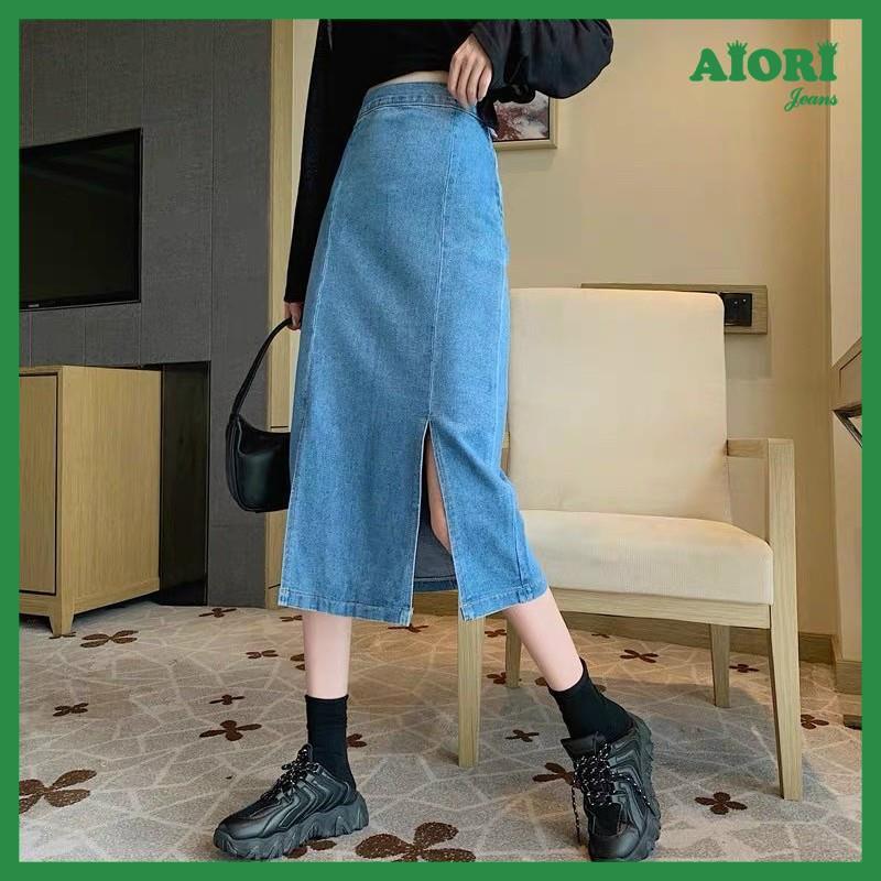 Váy Jean Nữ - Chân Váy Denim Chữ A Lưng Cao Ôm Dáng Xinh Xắn Theo Phong Cách Hàn Quốc