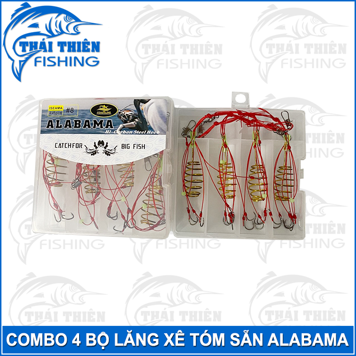 Combo 4 Bộ Lăng Xê Alabama Lưỡi Bén Dây Siêu Bền Dùng Câu Sông Hồ Dịch Vụ Cá Chép, Trắm, Rô Phi