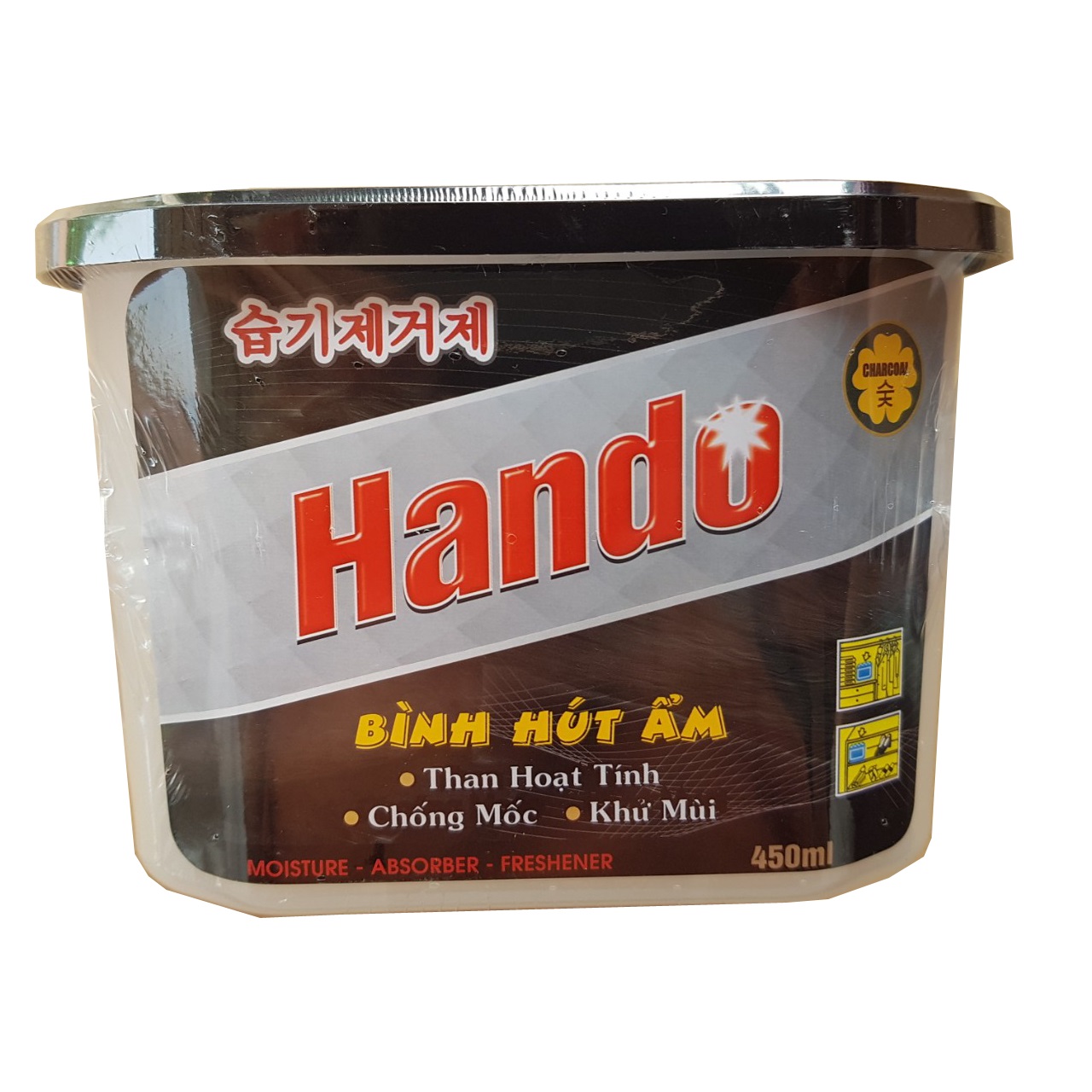 Bình hút ẩm khử mùi chống mốc than hoạt tính Hando 450ml