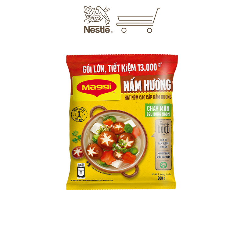 [Quà tặng tháng 11 - Mua 1 tặng 1 Bộ 3 Thố thủy tinh] COMBO MAGGI THANH DỊU: 2 chai Nước tương MAGGI Đậu nành Giảm muối (300x2) + 1 bịch Hạt nêm cao cấp MAGGI Nấm Hương (gói 800g)