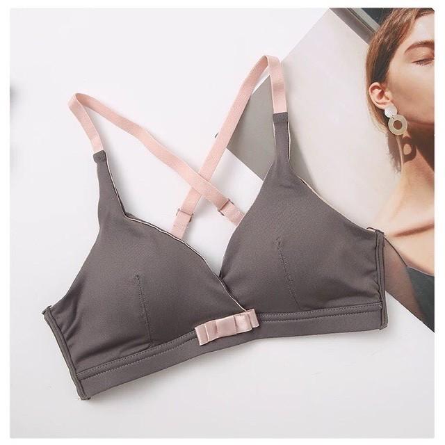 Áo Bralette Nơ Cotton Mịn Dây Chéo Phía Sau (Mã B46)