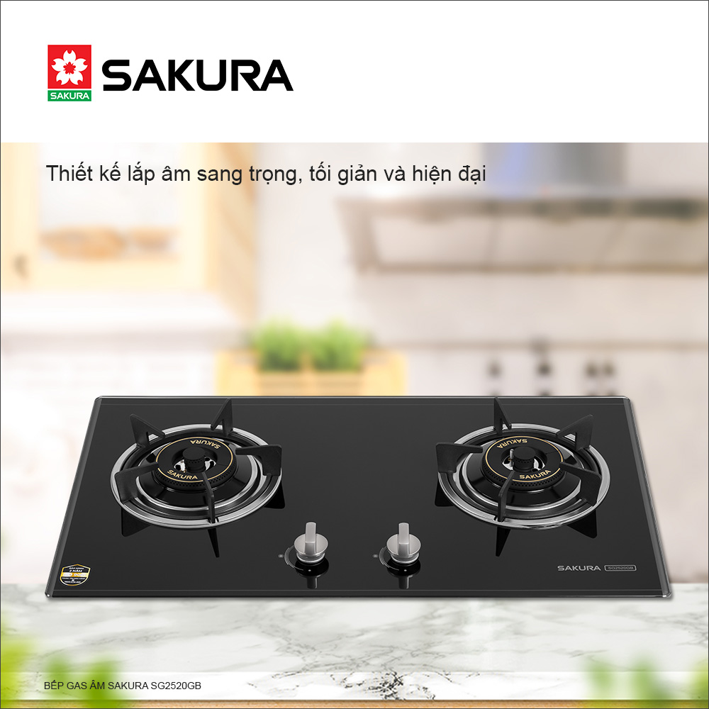 Bếp Gas Âm Mặt Kính SAKURA SG-2520GB - Hàng Chính Hãng