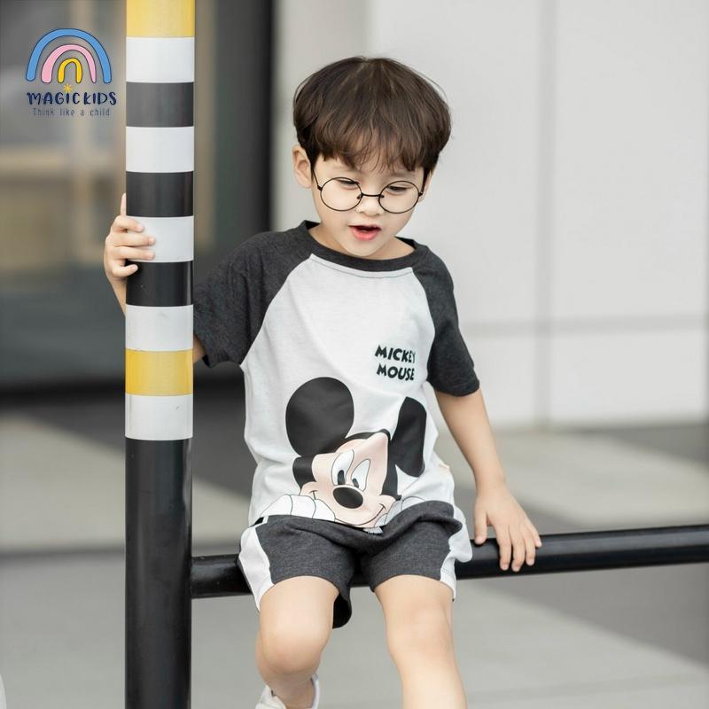 Bộ quần áo bé trai 2 3 4 5 6 7 tuổi ngắn tay cotton co giãn thấm hút mồ hôi Magickids Quần áo trẻ em mùa hè BR21045