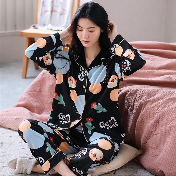 Bộ Pijama nữ phong cách Hàn Quốc, tông màu đen họa tiết chấm bi vừa gọn dáng cũng rất nổi bật, chất vải cotton 100% thoáng mát, bền đẹp