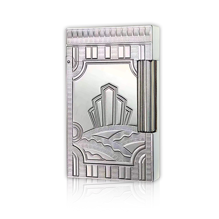 Vỏ Hột Quẹt Bật Lửa Upon Khắc Chìm 3D Dòng Sông Seine D87T Màu Bạc - Dùng Gas Đá Cao Cấp
