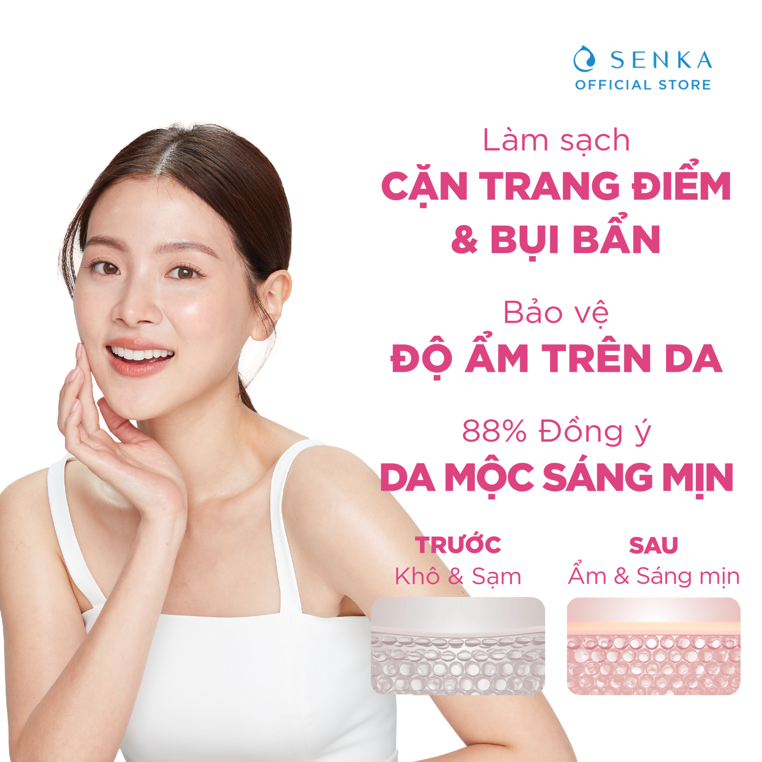 Bộ sản phẩm làm sạch dịu nhẹ dành cho da mụn Senka