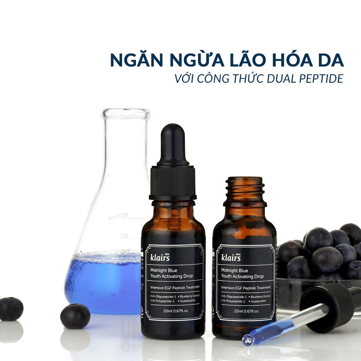 Combo Tinh Chất + Kem Dưỡng Ẩm, Làm Dịu Và Phục Hồi Da Ban Đêm Dear, Klairs Midnight Blue ( SR 20ml , Kem 30ml )