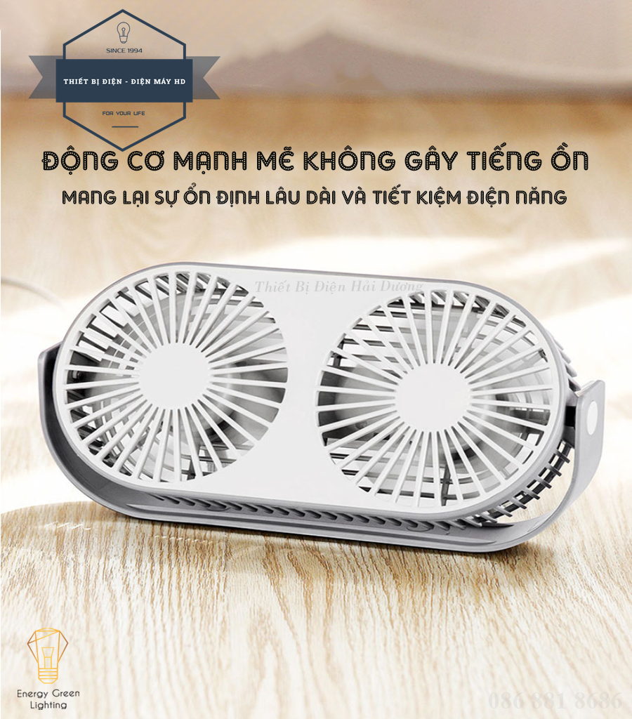 Quạt Tích Điện Couple Fan AQ20W Siêu Nhẹ - Pin Khỏe - Tích Hợp Đèn LED - Khuếch Tán Tinh Dầu - 3 Chế Độ Mát -Có Video