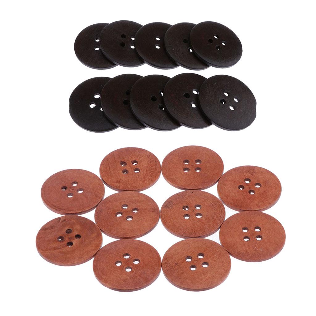 Chiwanji 20 Chiếc Phẳng Nút Gỗ 4 Lỗ May Quần Áo Phụ Kiện 50 Mm 2 Màu