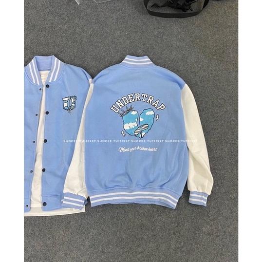Áo khoác bomber Nỉ UNDERTRAP, Áo bomber Cardigan cài nút Cotton cao cấp form Unisex nam nữ 45-65kg