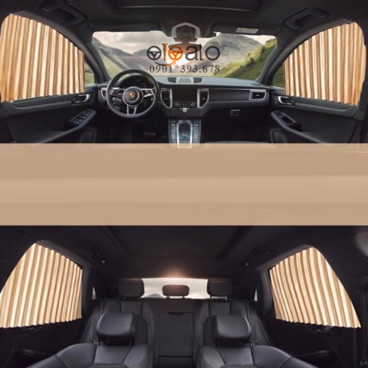 Rèm vải che nắng cửa kính xe Hyundai Santafe vải lụa gắn nam châm keo 3M RVCK