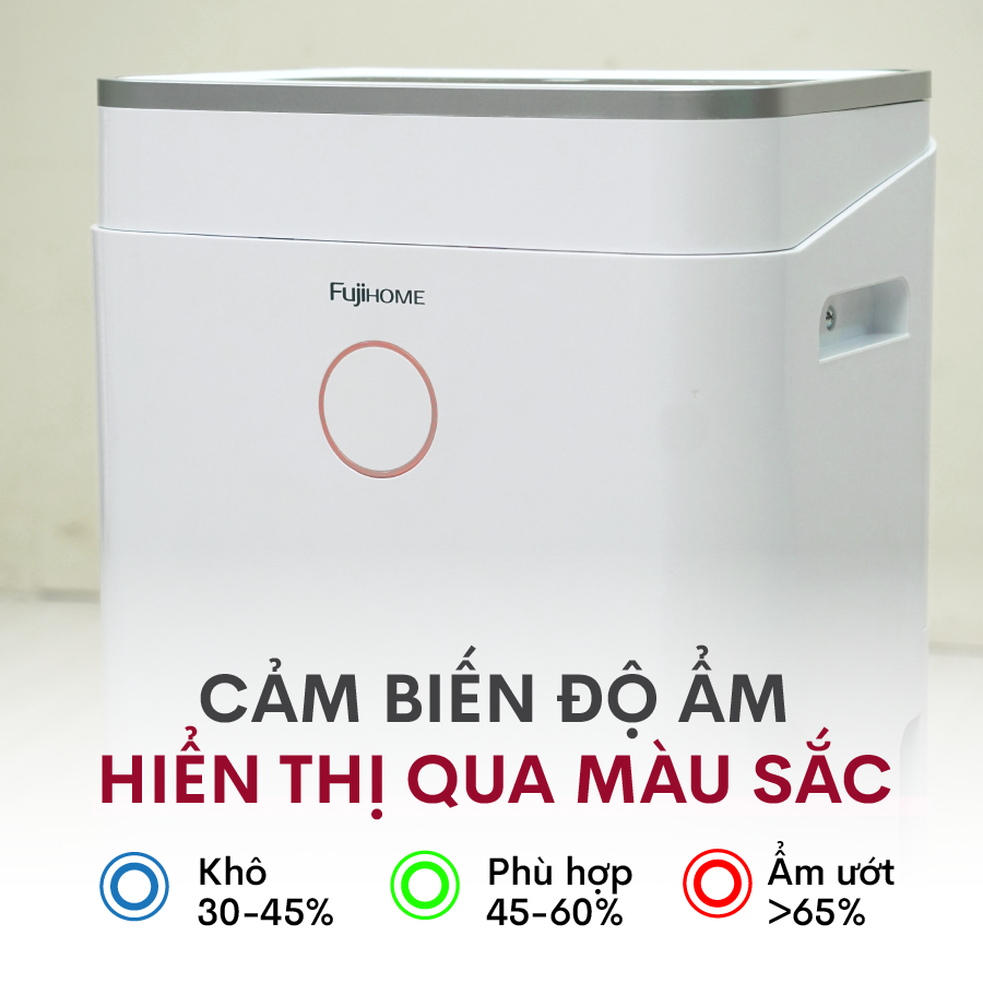 Máy hút ẩm lọc không khí 40M2-50M2 nhập khẩu FUJIHOME DH20W, 20 lít/ngày kết nối wifi điều khiển qua APP, hiển thị độ ẩm - Hàng chính hãng