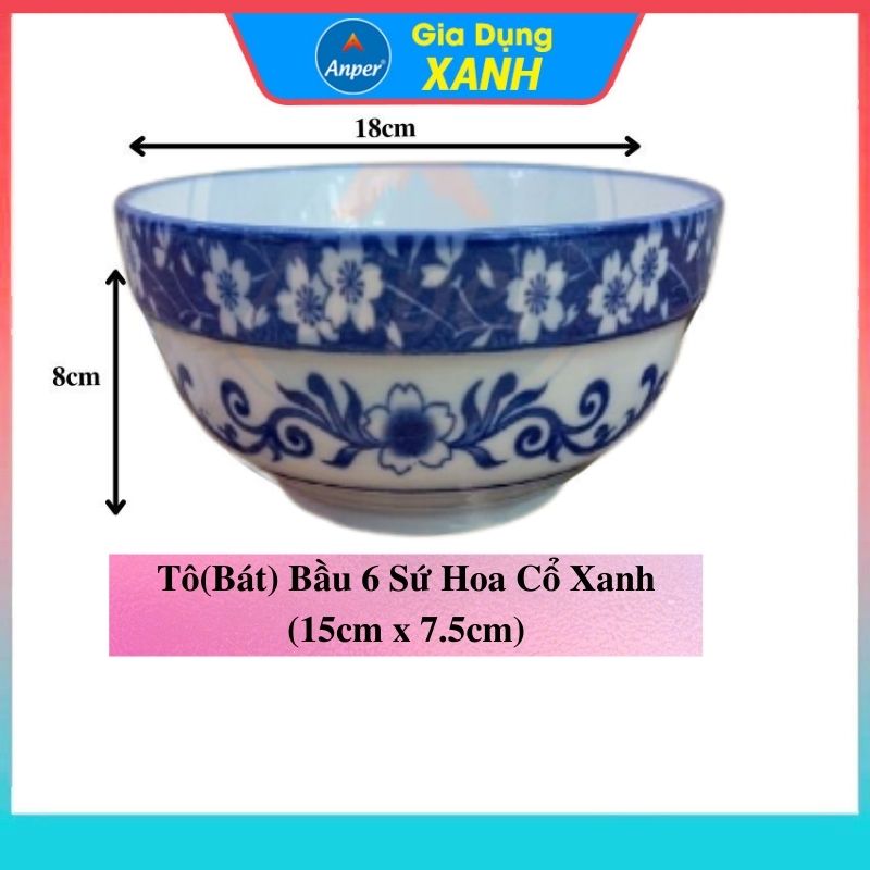 Bộ 2 bát sứ 3 tô sứ bầu dày Size 20cm  18cm   15cm  ANPER cao cấp phong cách nhật hàn  tô sứ lớn tô ăn phở tô sứ lớn tô ăn cơm bát lớn bát phở bát sứ