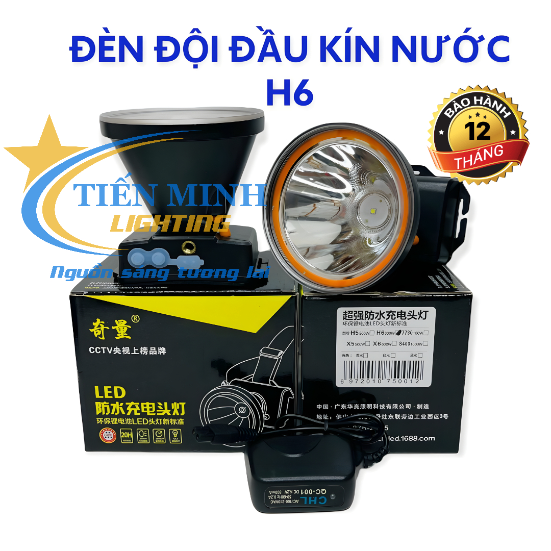 ĐÈN ĐỘI ĐẦU H6 CÔNG SUẤT LỚN 600W, CHÓA 9CM, GẮN CHIP LED SIÊU SÁNG, ÁNH SÁNG TRẮNG/VÀNG, PIN LITHIUM CHẤT LƯỢNG CAO, BỀN, TUỔI THỌ SỬ DỤNG ĐẾN 50000 GIỜ