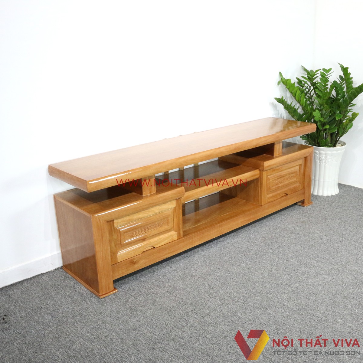 Kệ Tivi Gỗ Đinh Hương 2 Hộc Kéo Đẹp Giá Rẻ