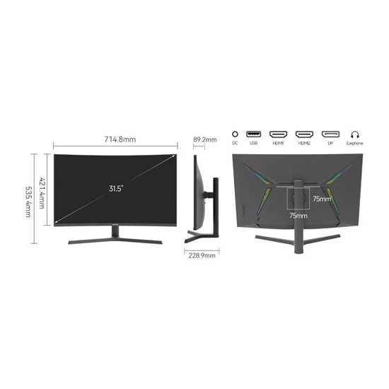 Màn hình LCD AIWA MZ320G-Y (Phẳng 32''/VA/Full-HD 2560X1440/165Hz/1ms/VGA-HDMI*2/LOA) - Hàng Chính Hãng