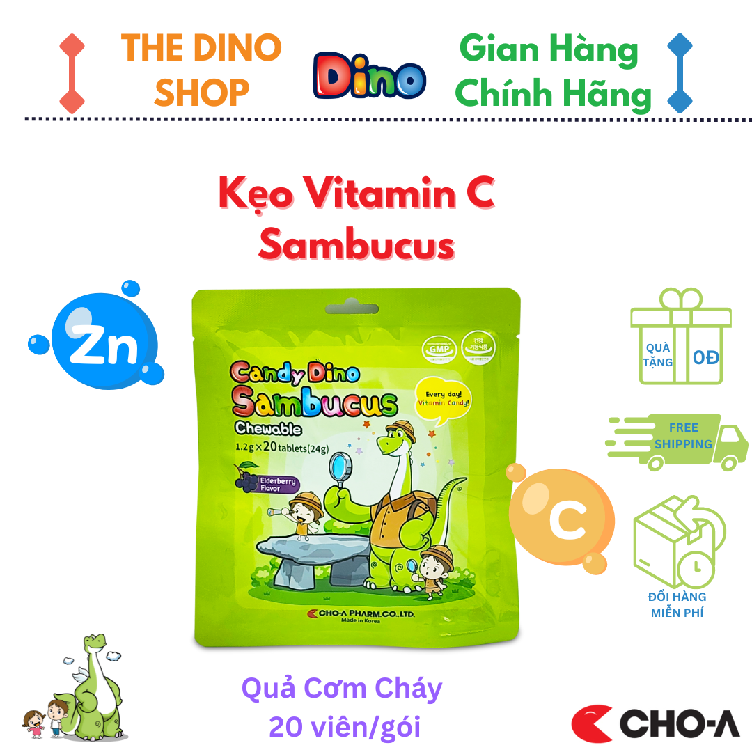 Kẹo Dino Sambucus Bổ Sung Kẽm Và Vitamin C Giúp Trẻ Ăn Ngon (20 viên/gói)