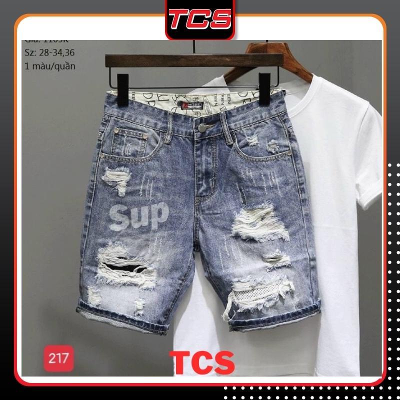 Quần short jean ,Quần short nam rách cao cấp phong cách hàn quốc đẹp giá rẻ TCS 217