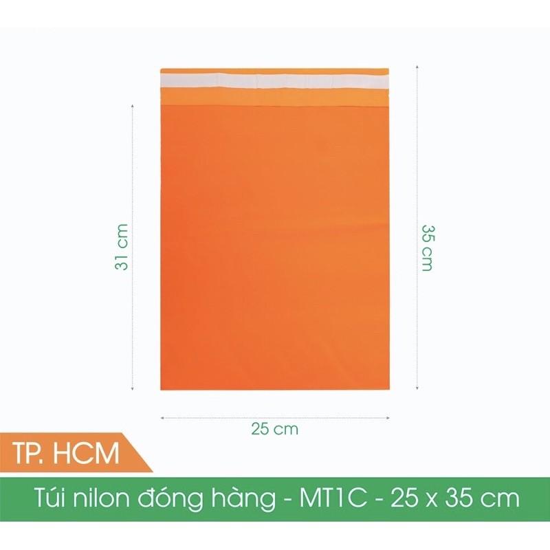 Combo 100 túi gói hàng niêm phong cao cấp màu cam 25cmx 35cm dày, bóng và mịn