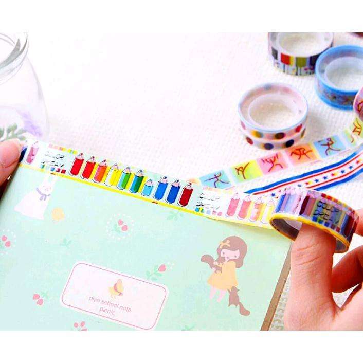 Băng dính washi tape nhiều họa tiết (cuộn) nguồn hàng giá rẻ