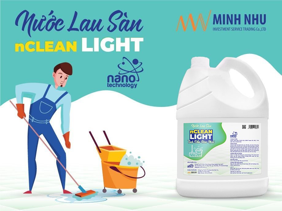 Nước lau sàn diệt khuẩn Nano bạc nClean Light - can 5 lít