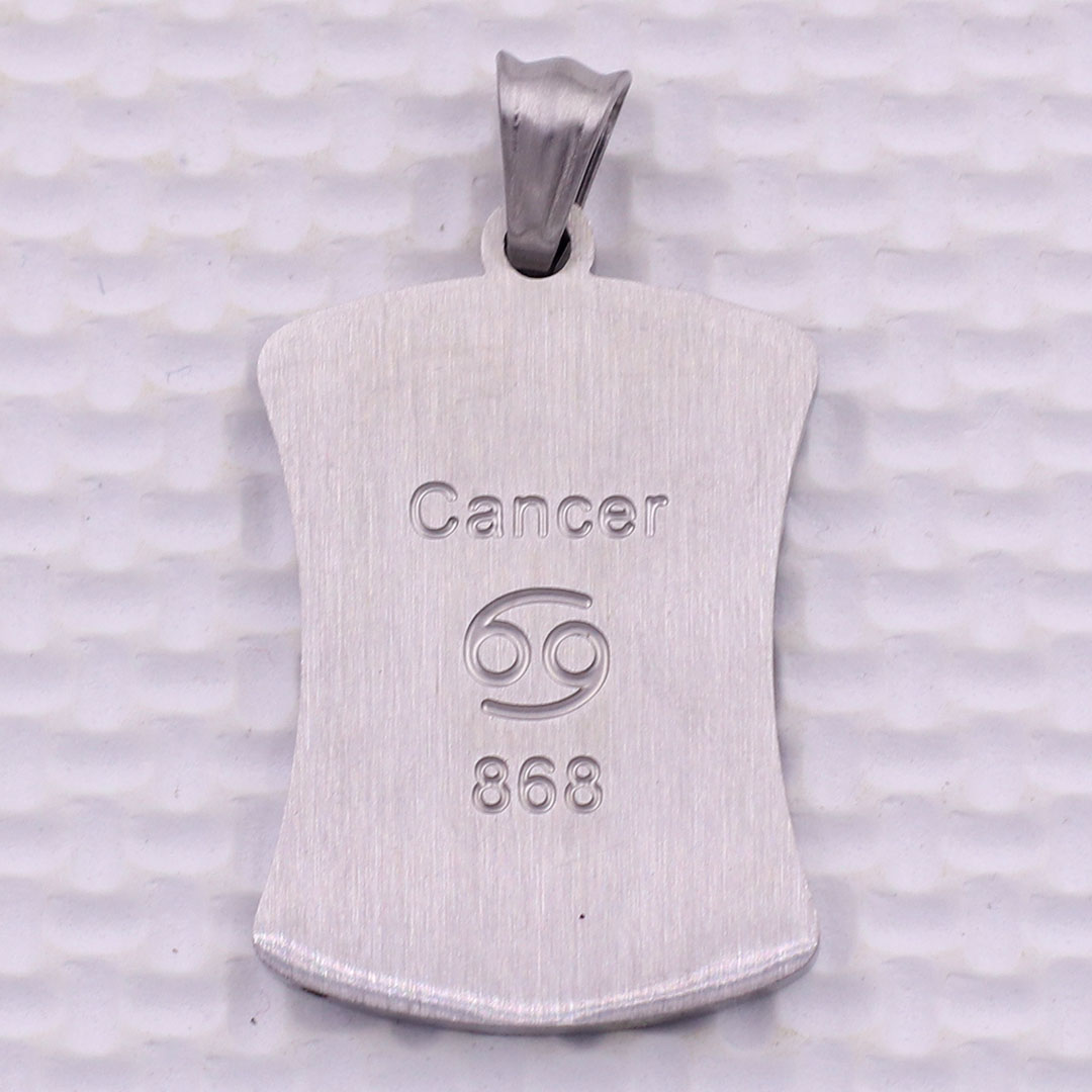 Mặt dây chuyền cung Cự Giải - Cancer inox trắng kèm vòng cổ dây cao su đen + móc inox trắng, Cung hoàng đạo