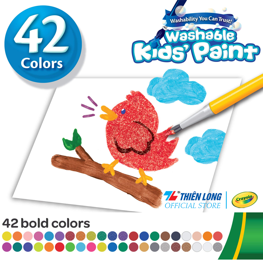 Bộ 42 màu nước có thể rửa được Crayola Washable Kids Paint