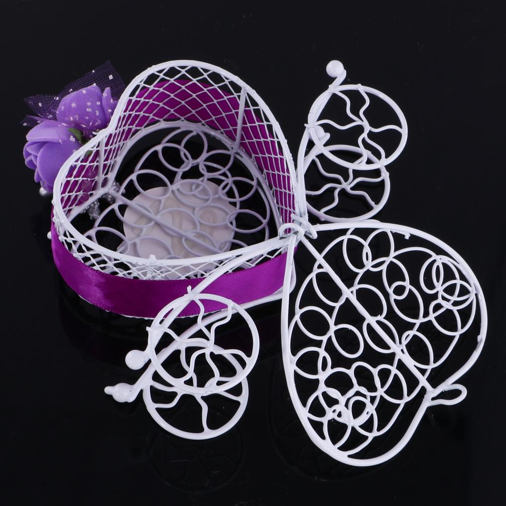 6Pieces Carriage Candy Chocolate Boxes Wedding Party Favour Decor Box Purple