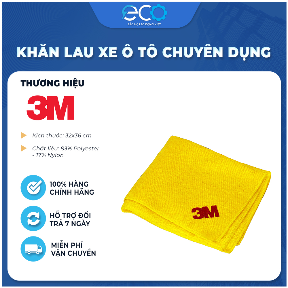 Khăn lau xe ô tô chuyên dụng 3M 50400 VL, sợi Microfiber (siêu mềm chống trầy xước) không để lại xơ vải