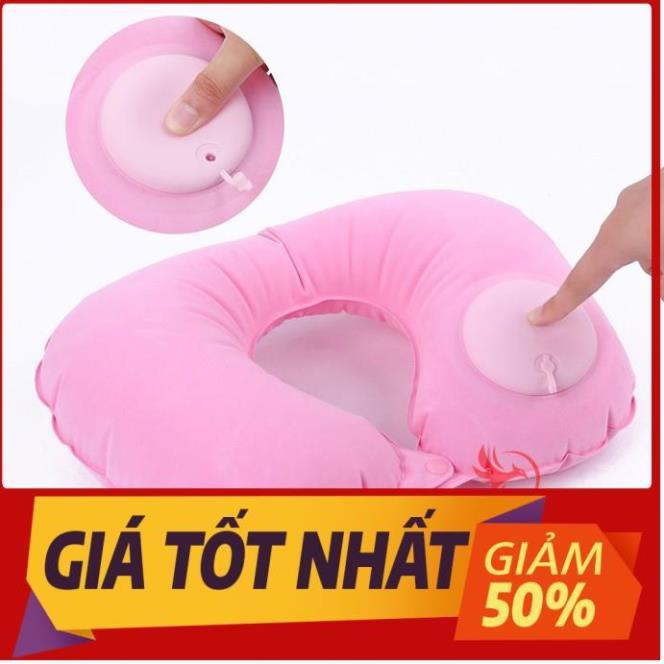 Gối hơi gối kê cổ chữ u tự động bơm tựa đầu để ngủ văn phòng du lịch đi ô tô xe hơi máy bay có nút cài